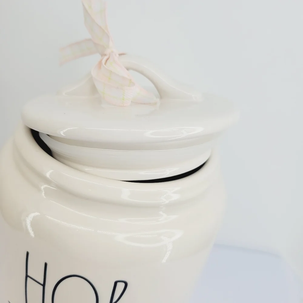 Rae Dunn HOP TO IT Easter Canister Magenta Ceramic Farmhouse Bunny Decor